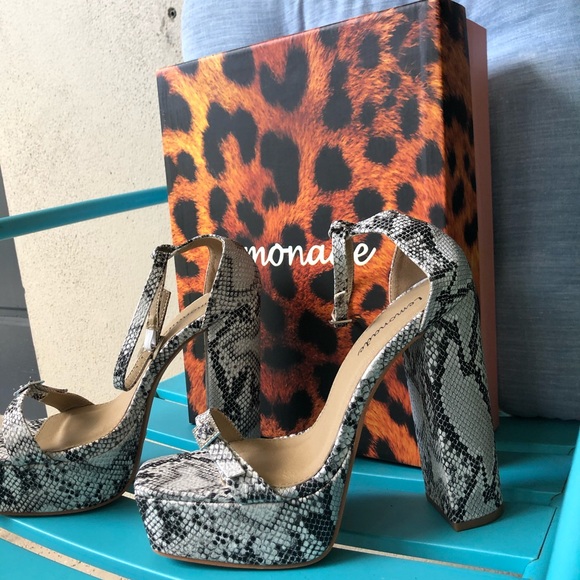 2 for $22🔥Sale Lemonade MILAN Faux Snake Chunky Platforms - Picture 10 of 12